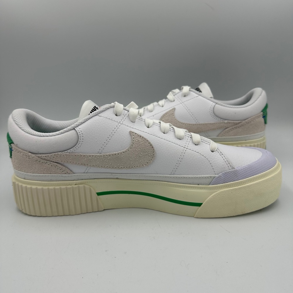 Nike Court Legacy Lift Platform White Green Suede Swoosh Women 9.5 Streetwear - Picture 7 of 11